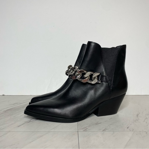 Marc Fisher Henly Black Leather Chain Bootie 7M - Picture 16 of 16